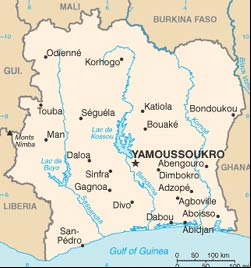 Mapa da Costa do Marfim
