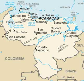 Mapa da Venezuela